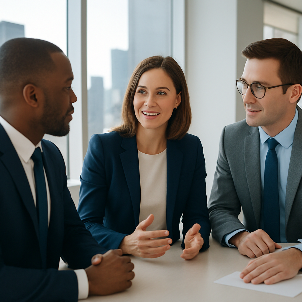Financial services professionals at work