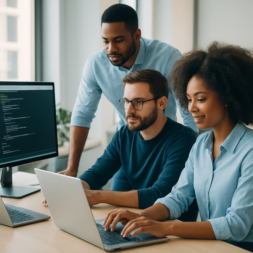 A technical team collaborating